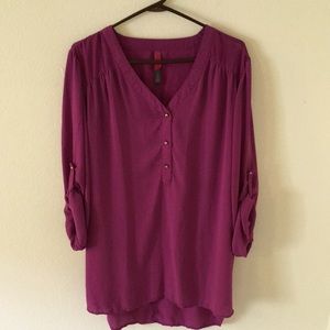 Button Front Blouse 3/4 Sleeve 3X